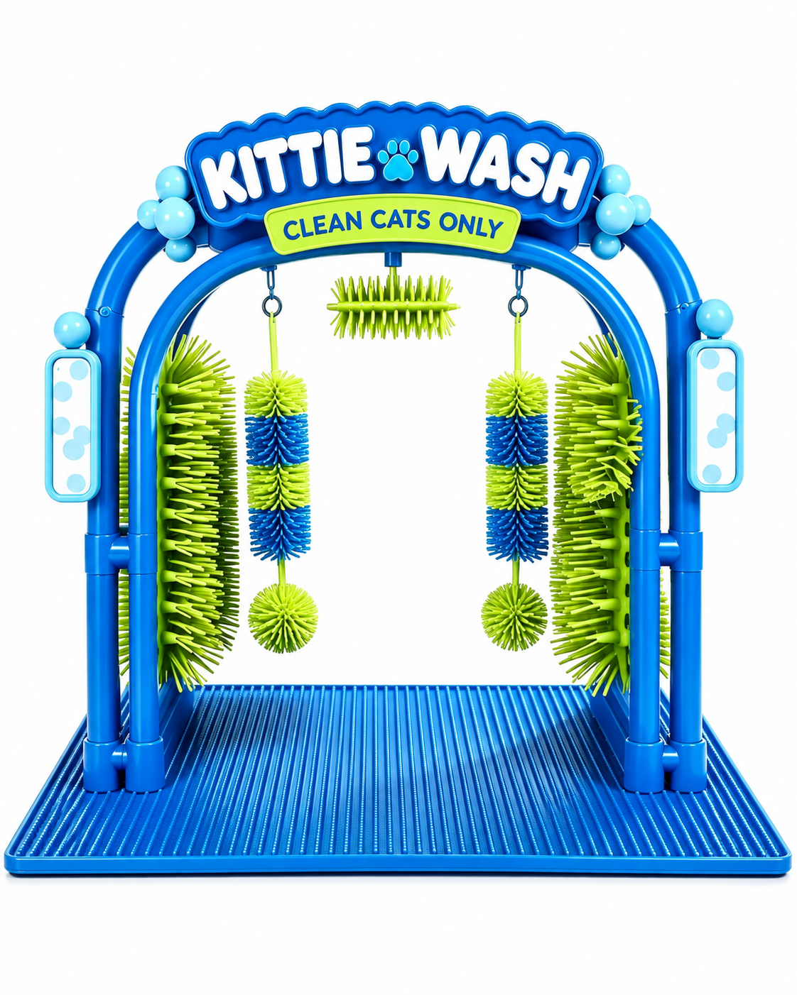 Kittie Wash cat self-groomer arch with soft grooming brushes